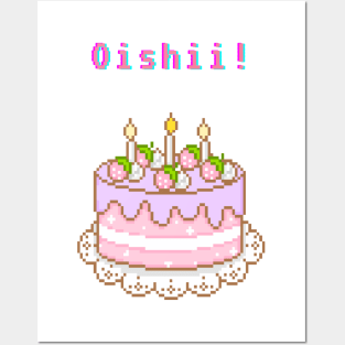 Kawaii Pixel Oishii Dream Dessert ( strawberry Birthday Cakee ) Posters and Art